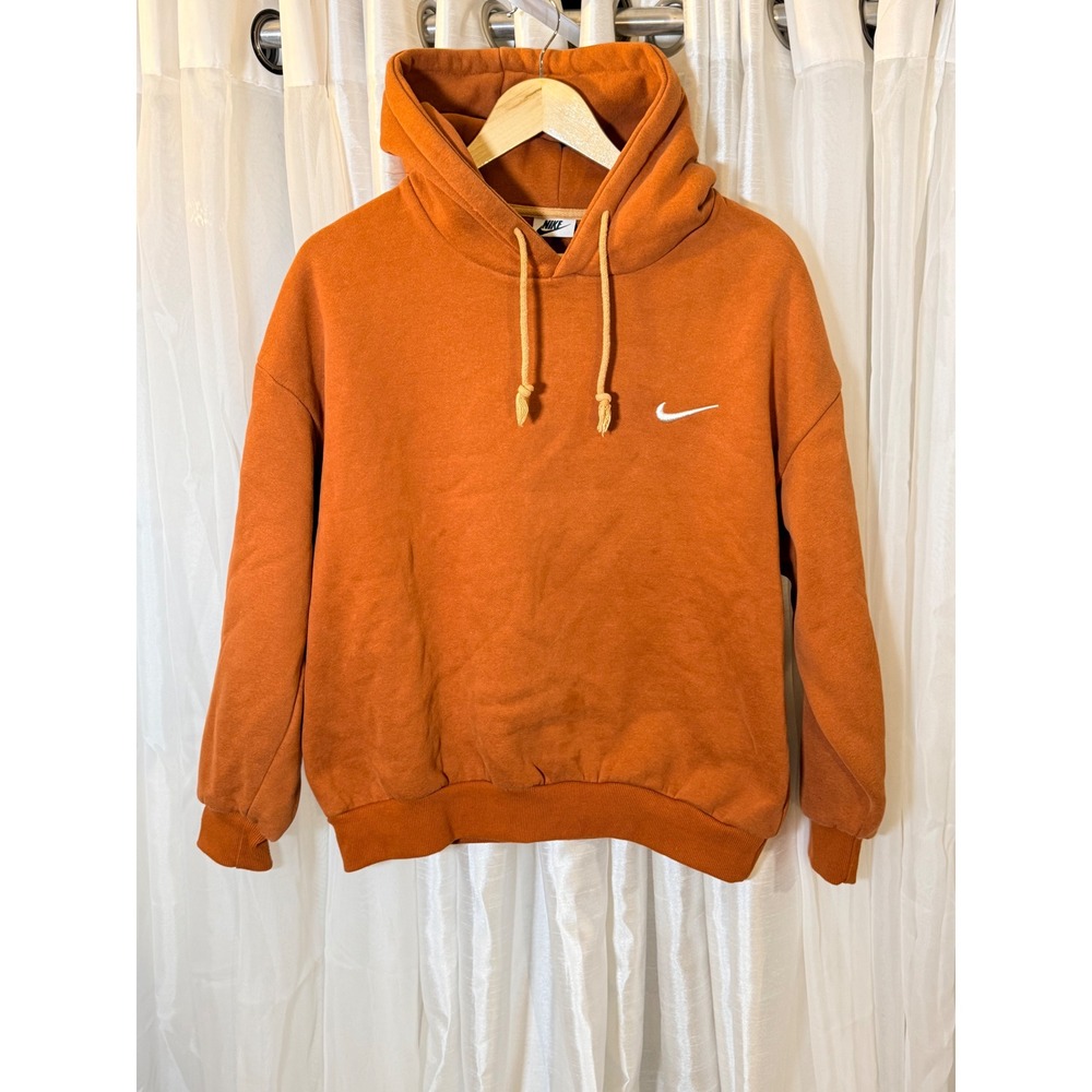 Nike Hoodie Mens XL Orange Embroidered Swoosh Pullover Fleece Sweatshirt